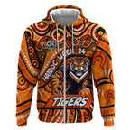 Custom Australia NAIDOC Week 2024 Zip Hoodie Wests Tigers Mascot Keep The Fire Burning