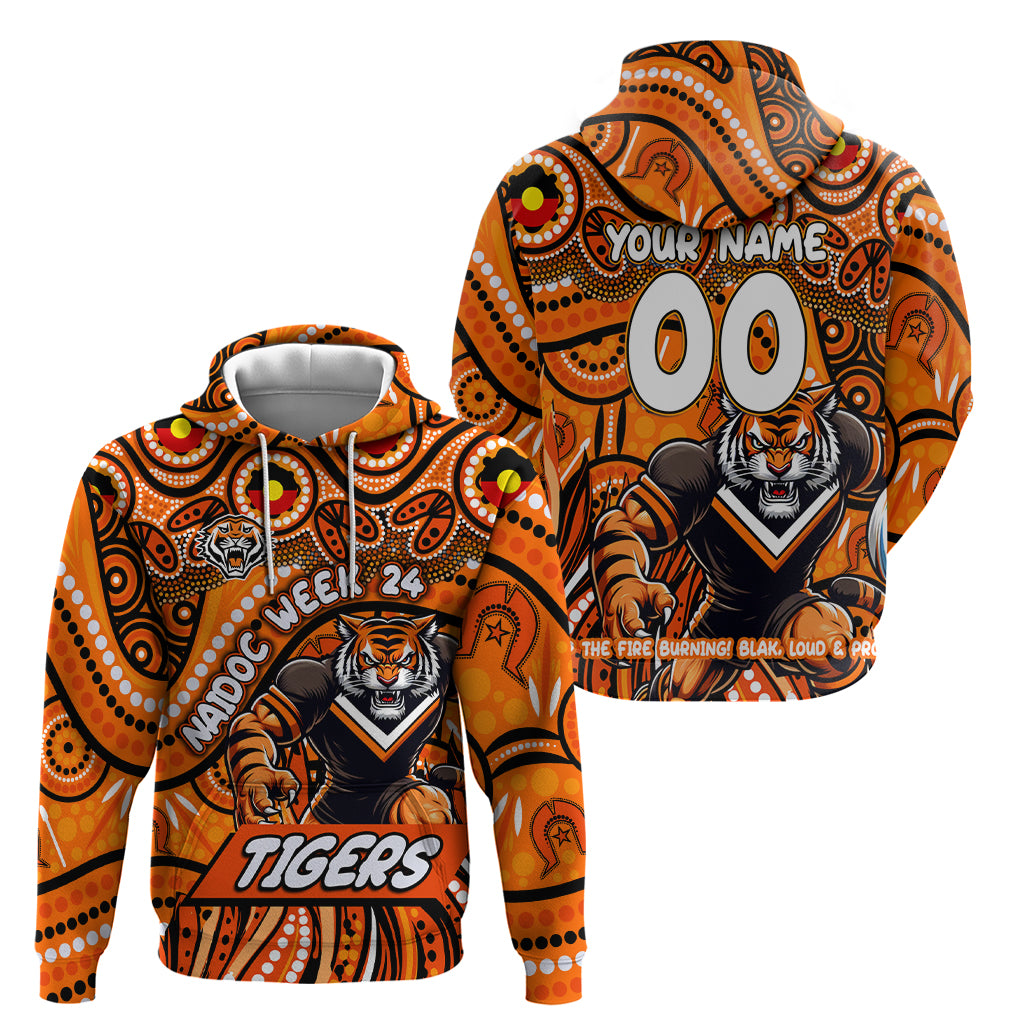 Custom Australia NAIDOC Week 2024 Zip Hoodie Wests Tigers Mascot Keep The Fire Burning