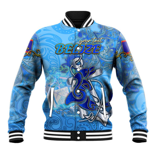Ocean Spirit of Belize Baseball Jacket Anchored in Belizean Pride - Aussie Hoodie