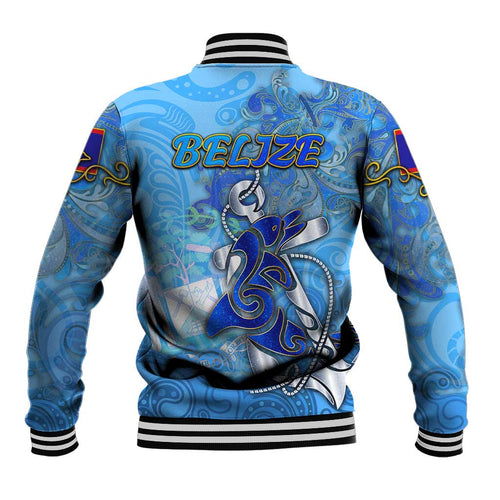 Ocean Spirit of Belize Baseball Jacket Anchored in Belizean Pride - Aussie Hoodie