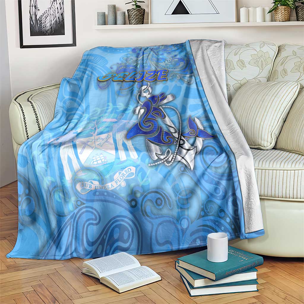 Ocean Spirit of Belize Blanket Anchored in Belizean Pride - Aussie Hoodie