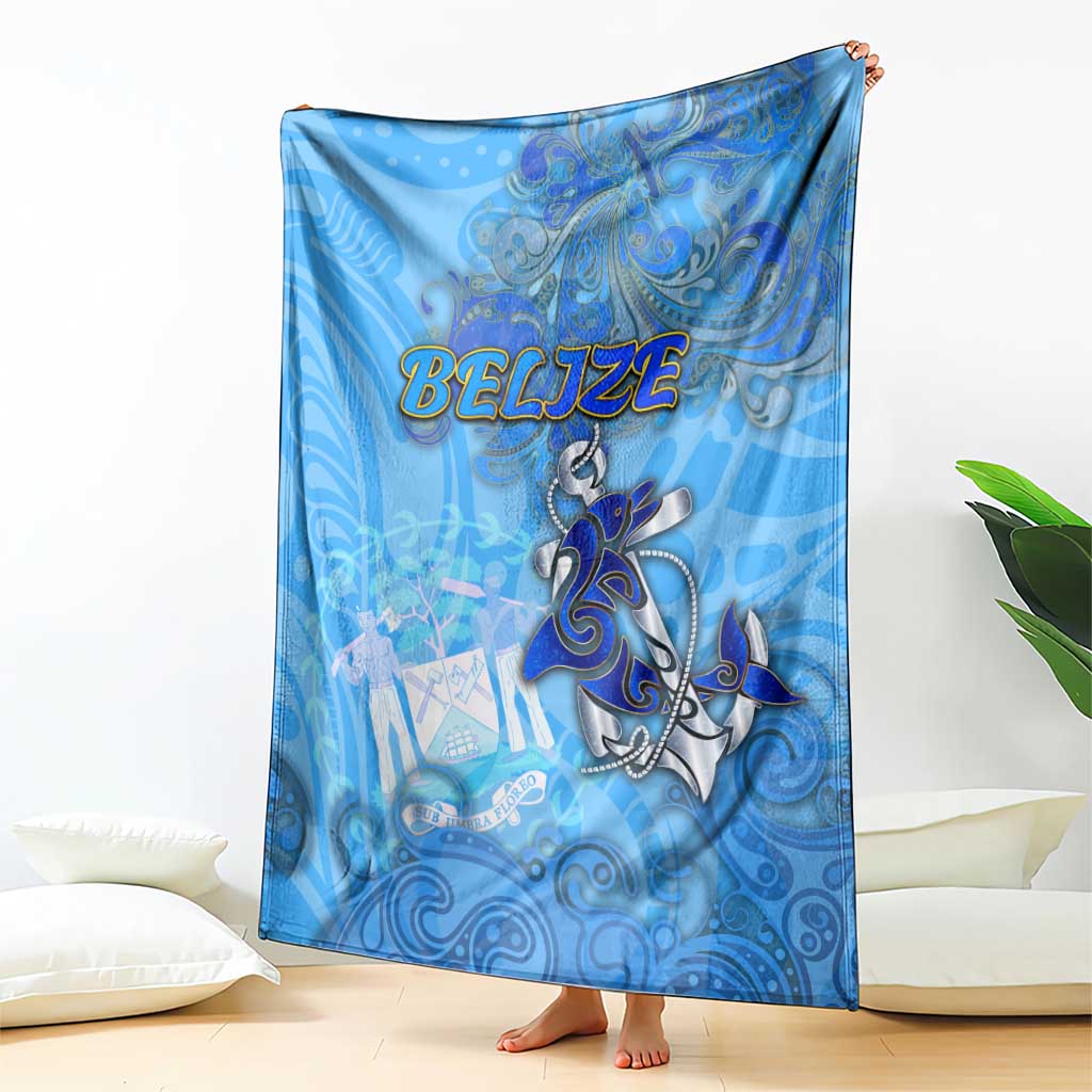 Ocean Spirit of Belize Blanket Anchored in Belizean Pride - Aussie Hoodie