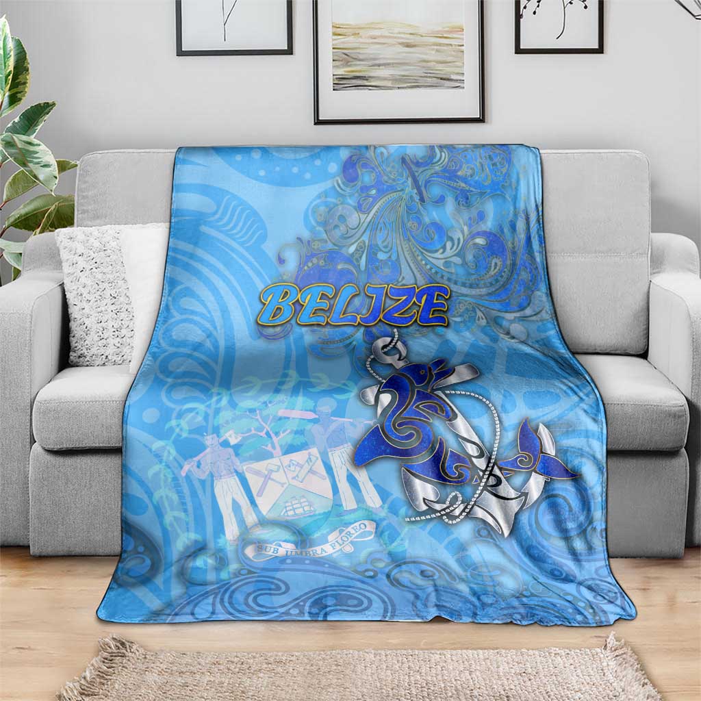 Ocean Spirit of Belize Blanket Anchored in Belizean Pride - Aussie Hoodie