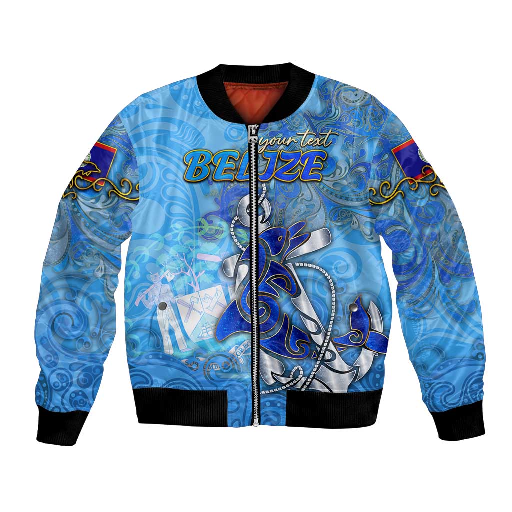 Ocean Spirit of Belize Bomber Jacket Anchored in Belizean Pride - Aussie Hoodie