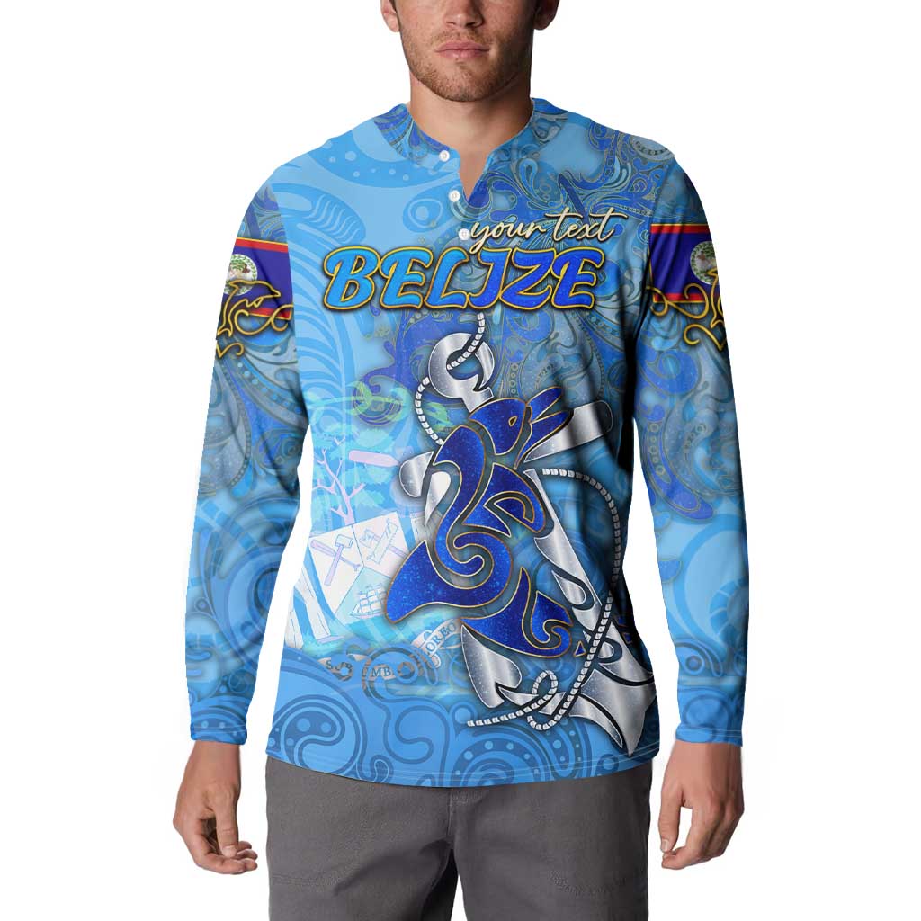 Ocean Spirit of Belize Button Sweatshirt Anchored in Belizean Pride - Aussie Hoodie