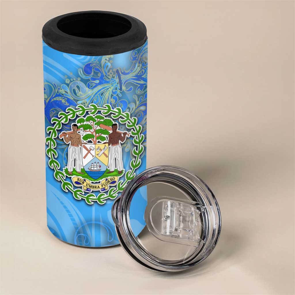 Ocean Spirit of Belize 4 in 1 Can Cooler Tumbler Anchored in Belizean Pride - Aussie Hoodie