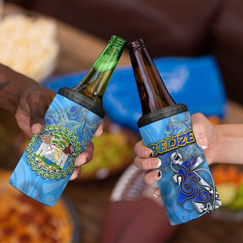 Ocean Spirit of Belize 4 in 1 Can Cooler Tumbler Anchored in Belizean Pride - Aussie Hoodie