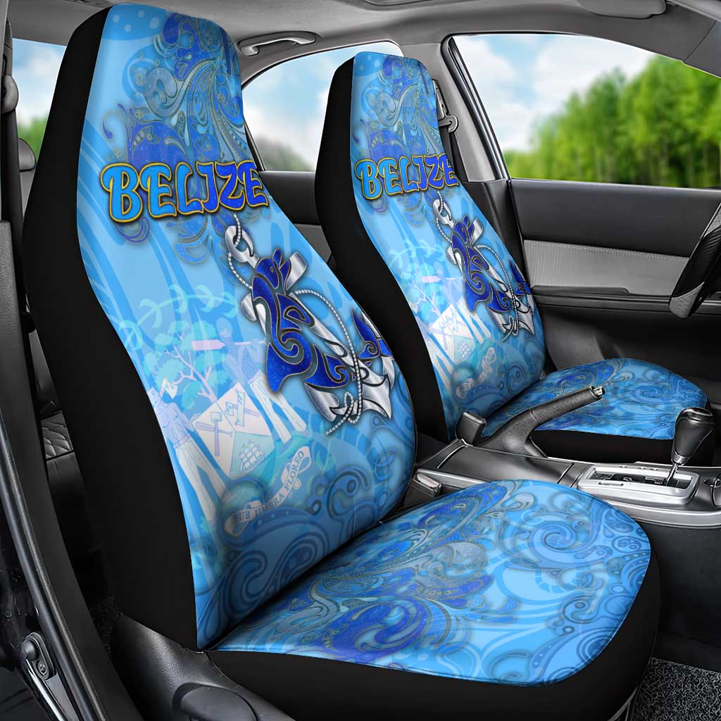 Ocean Spirit of Belize Car Seat Cover Anchored in Belizean Pride - Aussie Hoodie