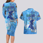 Ocean Spirit of Belize Couples Matching Long Sleeve Bodycon Dress and Hawaiian Shirt Anchored in Belizean Pride - Aussie Hoodie