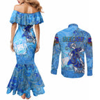 Ocean Spirit of Belize Couples Matching Mermaid Dress and Long Sleeve Button Shirt Anchored in Belizean Pride - Aussie Hoodie