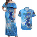 Ocean Spirit of Belize Couples Matching Off Shoulder Maxi Dress and Hawaiian Shirt Anchored in Belizean Pride - Aussie Hoodie