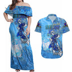 Ocean Spirit of Belize Couples Matching Off Shoulder Maxi Dress and Hawaiian Shirt Anchored in Belizean Pride - Aussie Hoodie