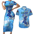 Ocean Spirit of Belize Couples Matching Short Sleeve Bodycon Dress and Hawaiian Shirt Anchored in Belizean Pride - Aussie Hoodie