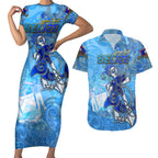 Ocean Spirit of Belize Couples Matching Short Sleeve Bodycon Dress and Hawaiian Shirt Anchored in Belizean Pride - Aussie Hoodie