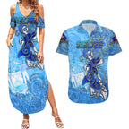 Ocean Spirit of Belize Couples Matching Summer Maxi Dress and Hawaiian Shirt Anchored in Belizean Pride - Aussie Hoodie