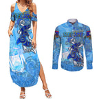 Ocean Spirit of Belize Couples Matching Summer Maxi Dress and Long Sleeve Button Shirt Anchored in Belizean Pride - Aussie Hoodie