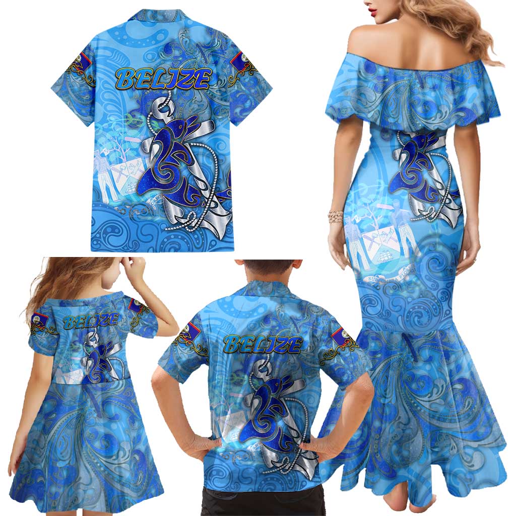 Ocean Spirit of Belize Family Matching Mermaid Dress and Hawaiian Shirt Anchored in Belizean Pride - Aussie Hoodie