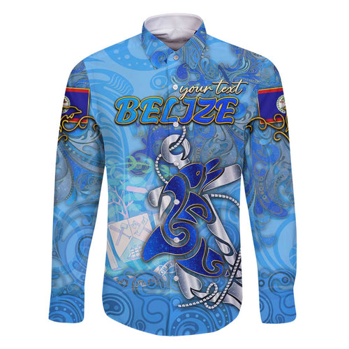 Ocean Spirit of Belize Family Matching Off The Shoulder Long Sleeve Dress and Hawaiian Shirt Anchored in Belizean Pride - Aussie Hoodie