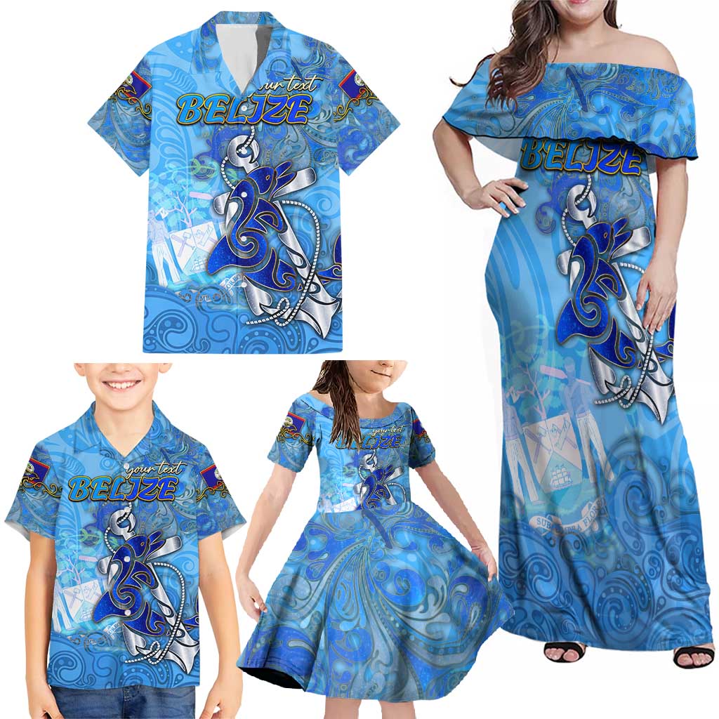 Ocean Spirit of Belize Family Matching Off Shoulder Maxi Dress and Hawaiian Shirt Anchored in Belizean Pride - Aussie Hoodie