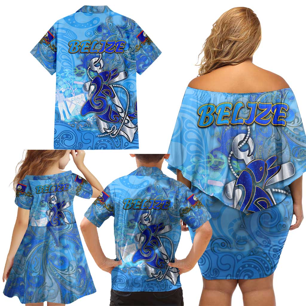 Ocean Spirit of Belize Family Matching Off Shoulder Short Dress and Hawaiian Shirt Anchored in Belizean Pride - Aussie Hoodie