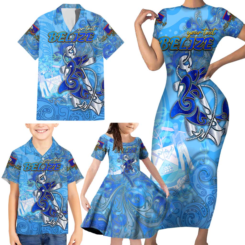 Ocean Spirit of Belize Family Matching Short Sleeve Bodycon Dress and Hawaiian Shirt Anchored in Belizean Pride - Aussie Hoodie