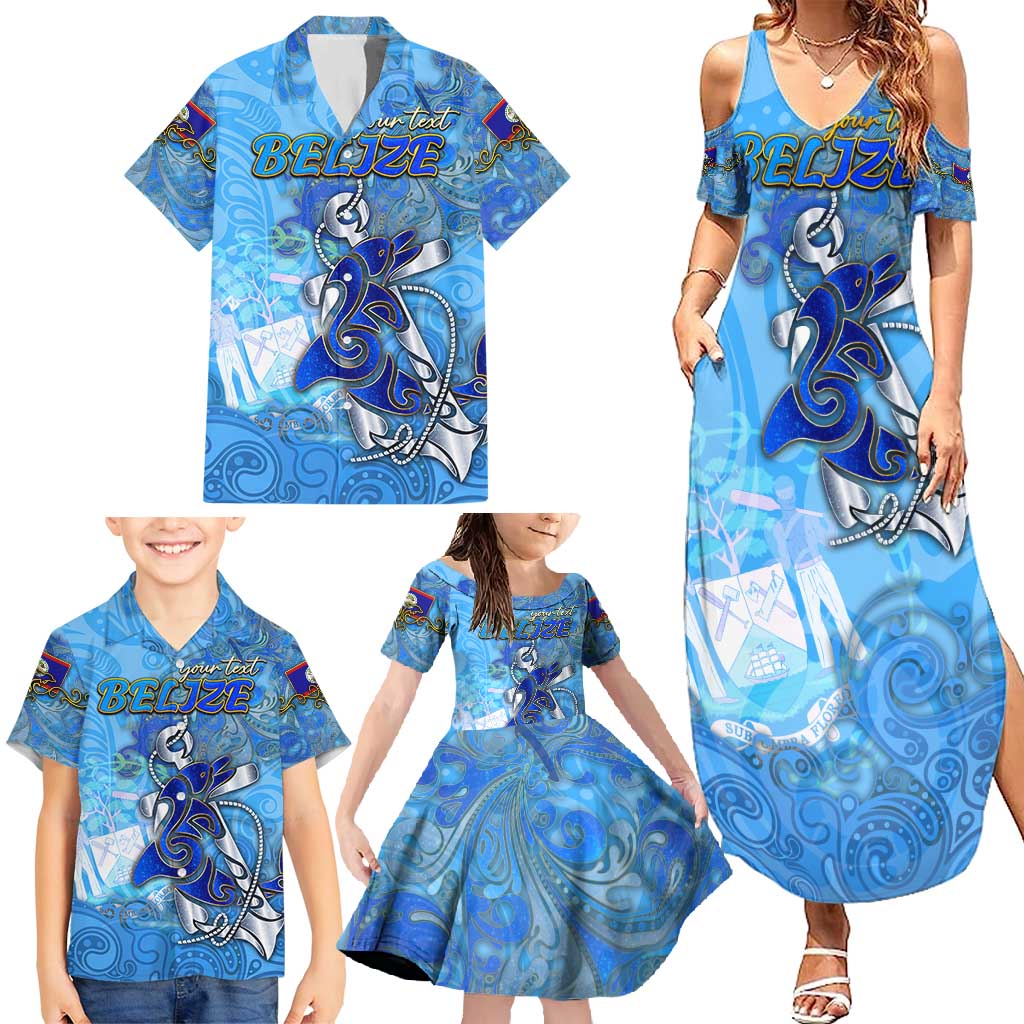 Ocean Spirit of Belize Family Matching Summer Maxi Dress and Hawaiian Shirt Anchored in Belizean Pride - Aussie Hoodie