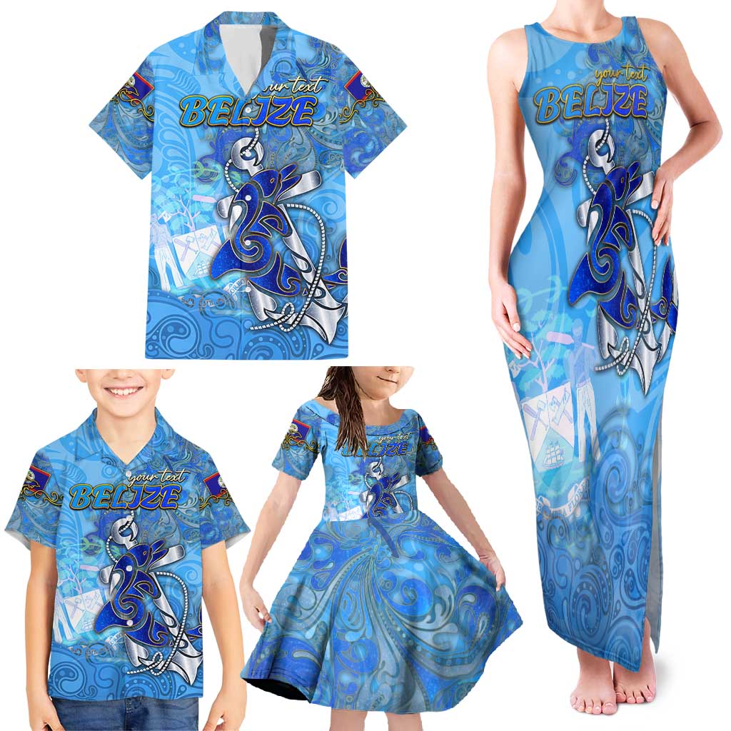 Ocean Spirit of Belize Family Matching Tank Maxi Dress and Hawaiian Shirt Anchored in Belizean Pride - Aussie Hoodie
