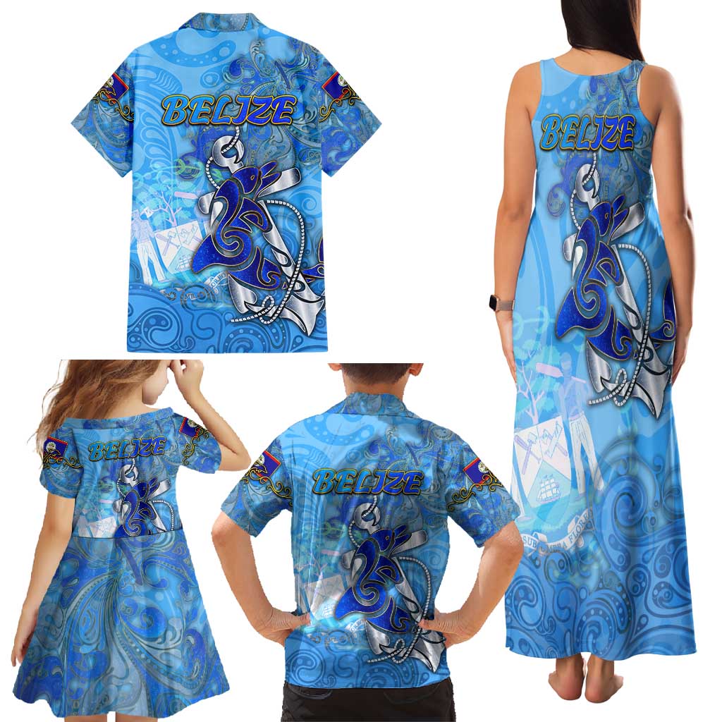 Ocean Spirit of Belize Family Matching Tank Maxi Dress and Hawaiian Shirt Anchored in Belizean Pride - Aussie Hoodie