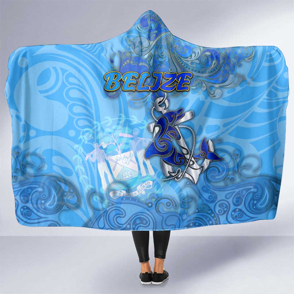 Ocean Spirit of Belize Hooded Blanket Anchored in Belizean Pride - Aussie Hoodie