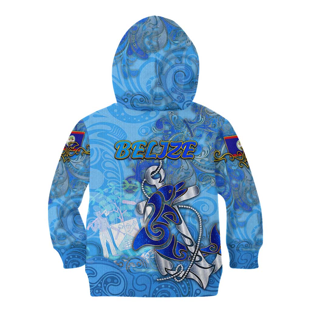 Ocean Spirit of Belize Kid Hoodie Anchored in Belizean Pride - Aussie Hoodie