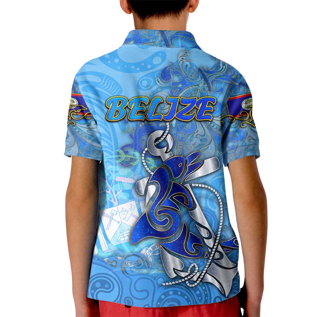 Ocean Spirit of Belize Kid Polo Shirt Anchored in Belizean Pride - Aussie Hoodie
