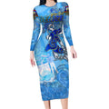 Ocean Spirit of Belize Long Sleeve Bodycon Dress Anchored in Belizean Pride - Aussie Hoodie