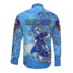 Ocean Spirit of Belize Long Sleeve Button Shirt Anchored in Belizean Pride - Aussie Hoodie