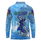 Ocean Spirit of Belize Long Sleeve Polo Shirt Anchored in Belizean Pride - Aussie Hoodie