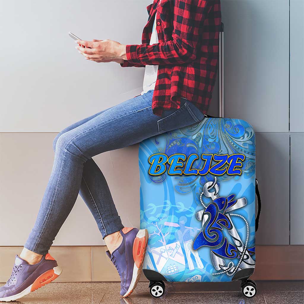 Ocean Spirit of Belize Luggage Cover Anchored in Belizean Pride - Aussie Hoodie