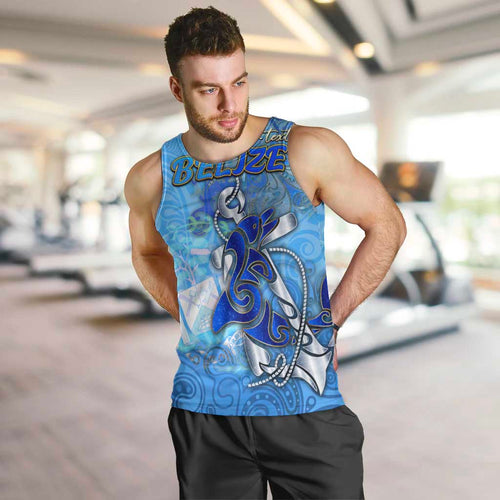 Ocean Spirit of Belize Men Tank Top Anchored in Belizean Pride - Aussie Hoodie