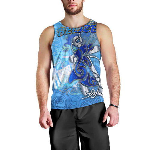 Ocean Spirit of Belize Men Tank Top Anchored in Belizean Pride - Aussie Hoodie