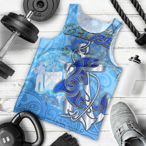 Ocean Spirit of Belize Men Tank Top Anchored in Belizean Pride - Aussie Hoodie