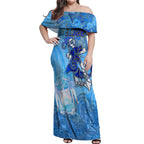 Ocean Spirit of Belize Off Shoulder Maxi Dress Anchored in Belizean Pride - Aussie Hoodie
