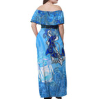 Ocean Spirit of Belize Off Shoulder Maxi Dress Anchored in Belizean Pride - Aussie Hoodie