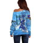 Ocean Spirit of Belize Off Shoulder Sweater Anchored in Belizean Pride - Aussie Hoodie