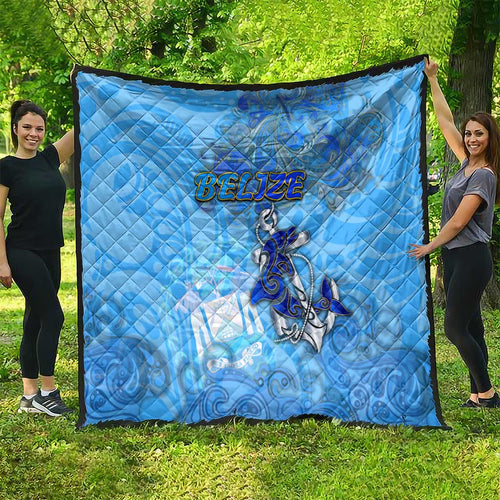 Ocean Spirit of Belize Quilt Anchored in Belizean Pride - Aussie Hoodie