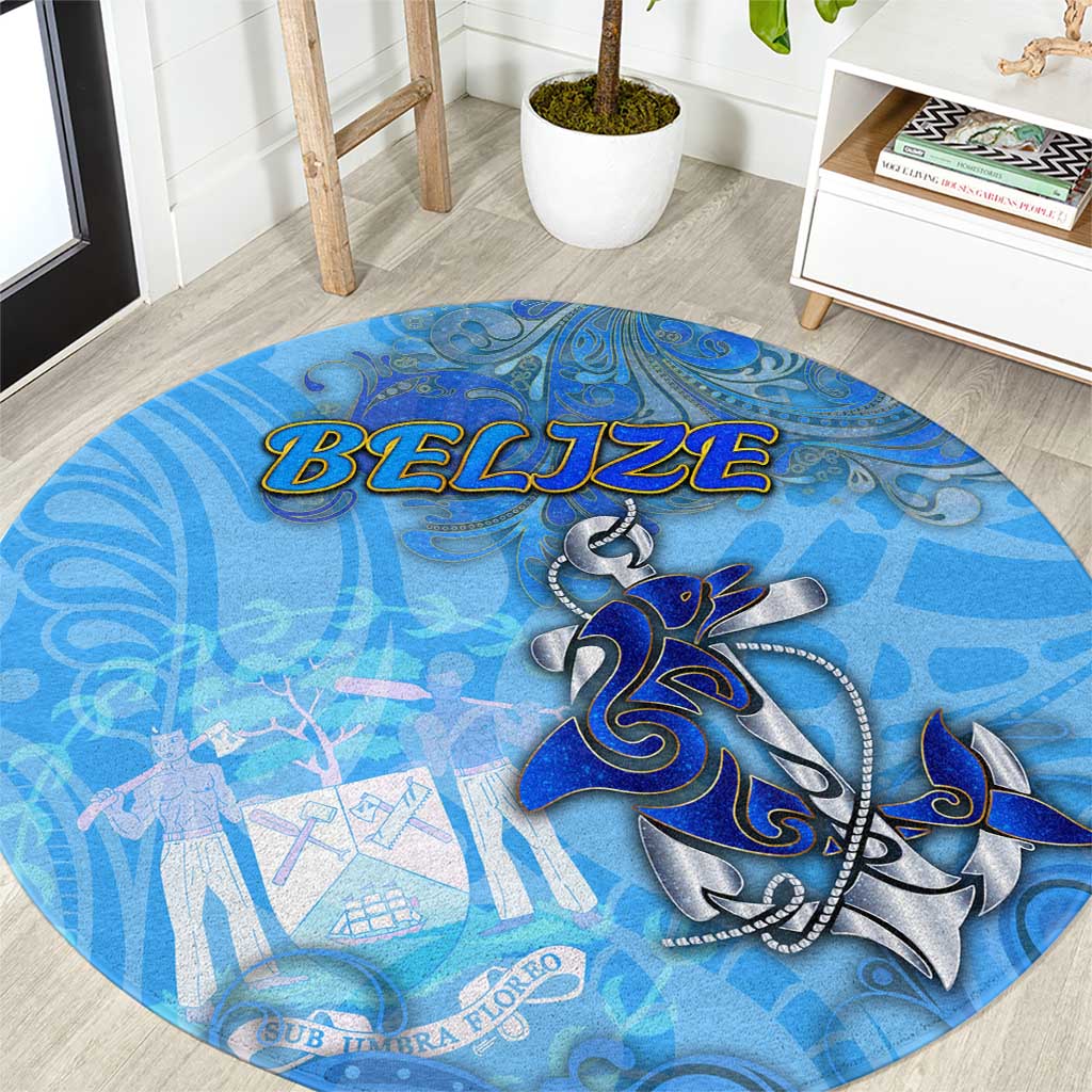Ocean Spirit of Belize Round Carpet Anchored in Belizean Pride - Aussie Hoodie