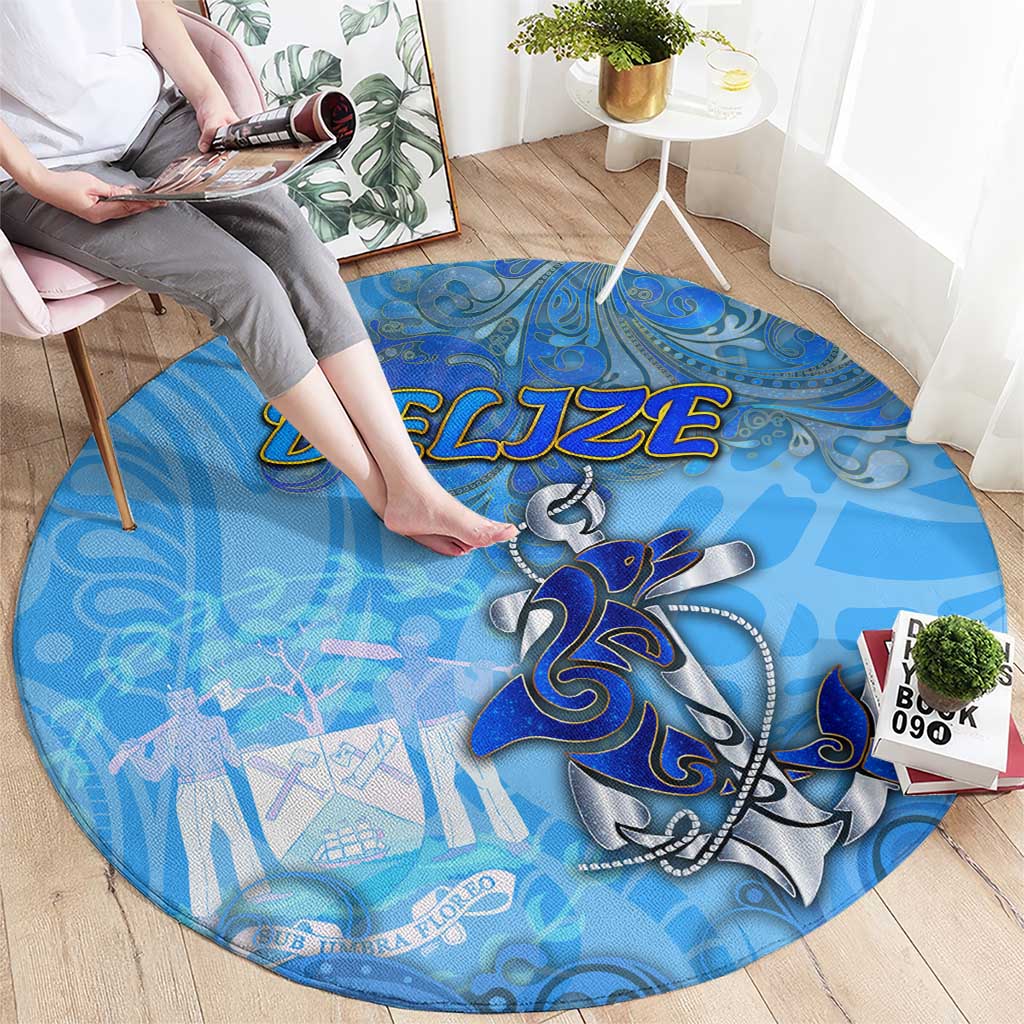 Ocean Spirit of Belize Round Carpet Anchored in Belizean Pride - Aussie Hoodie