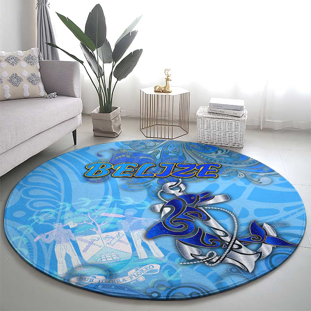 Ocean Spirit of Belize Round Carpet Anchored in Belizean Pride - Aussie Hoodie