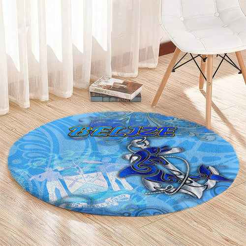 Ocean Spirit of Belize Round Carpet Anchored in Belizean Pride - Aussie Hoodie