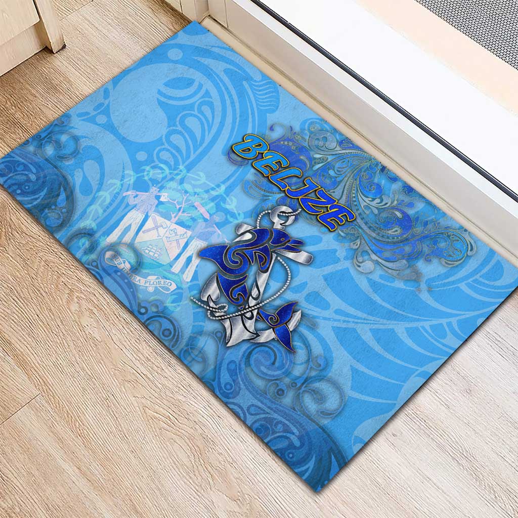 Ocean Spirit of Belize Rubber Doormat Anchored in Belizean Pride - Aussie Hoodie