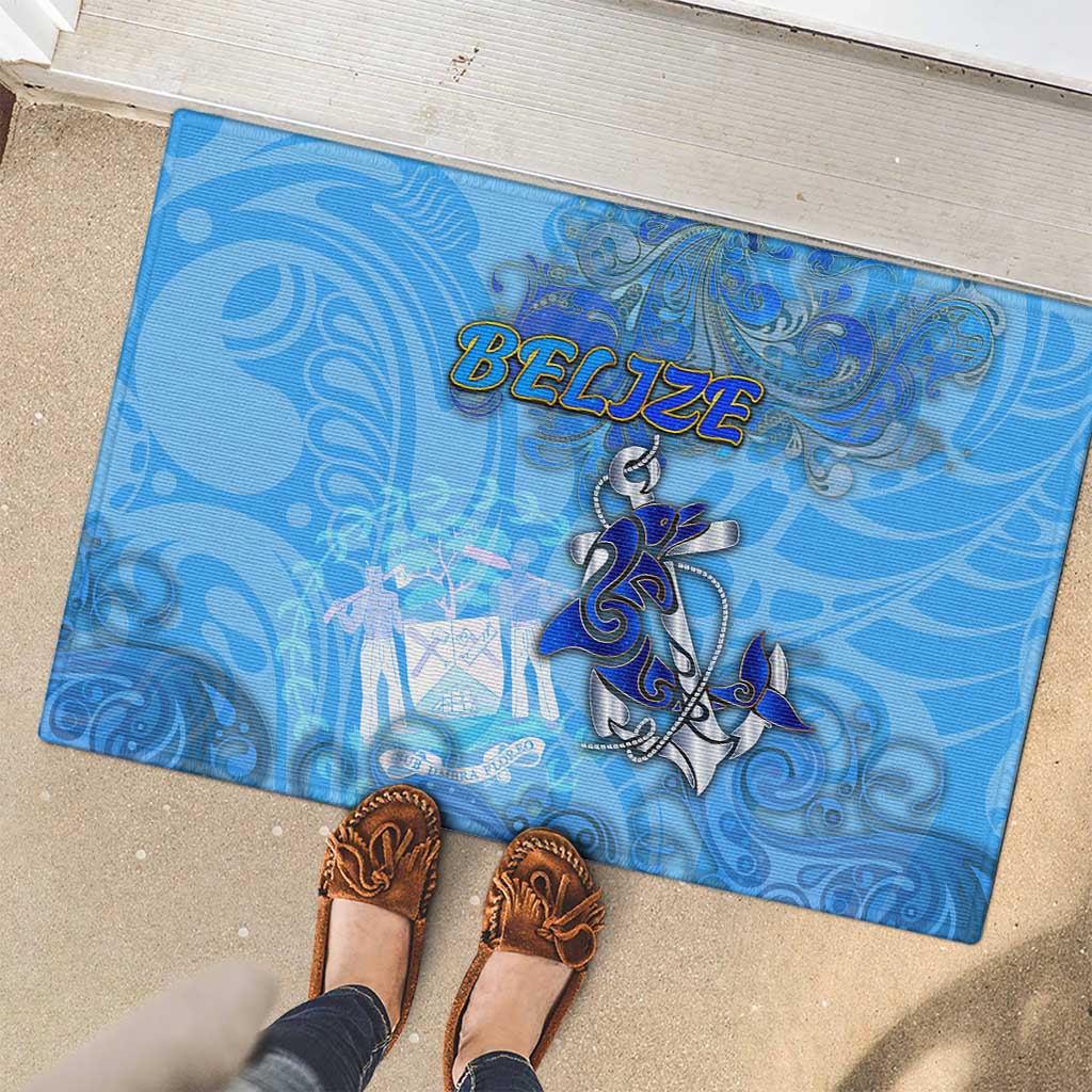 Ocean Spirit of Belize Rubber Doormat Anchored in Belizean Pride - Aussie Hoodie