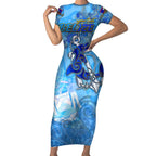 Ocean Spirit of Belize Short Sleeve Bodycon Dress Anchored in Belizean Pride - Aussie Hoodie