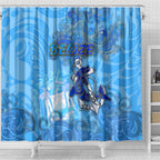 Ocean Spirit of Belize Shower Curtain Anchored in Belizean Pride - Aussie Hoodie